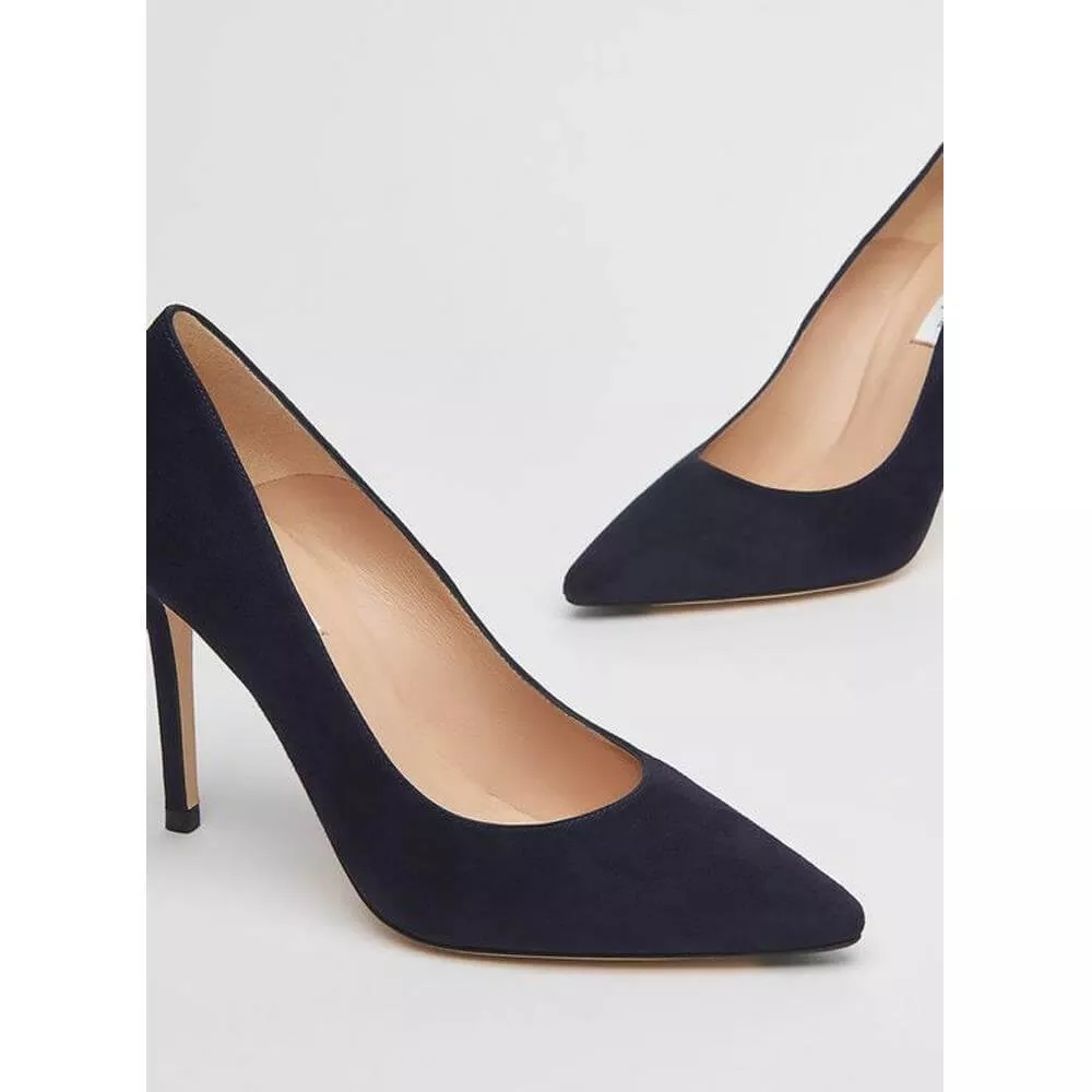 LK Bennett Fern Navy Suede Pointed Toe Courts